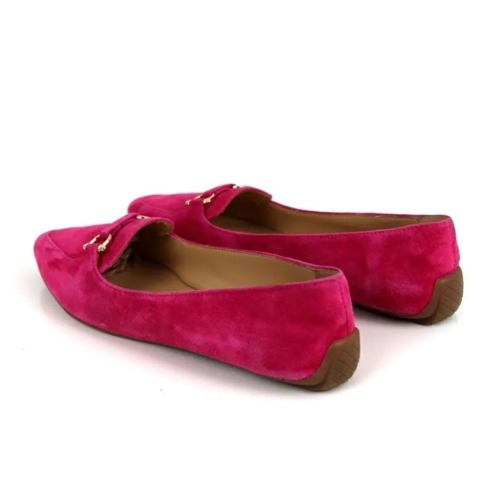 Talbots FUCHSIA GENUINE LEATHER SUEDE LOAFER FLATS POINTED TOE SHOES Sz 8.5